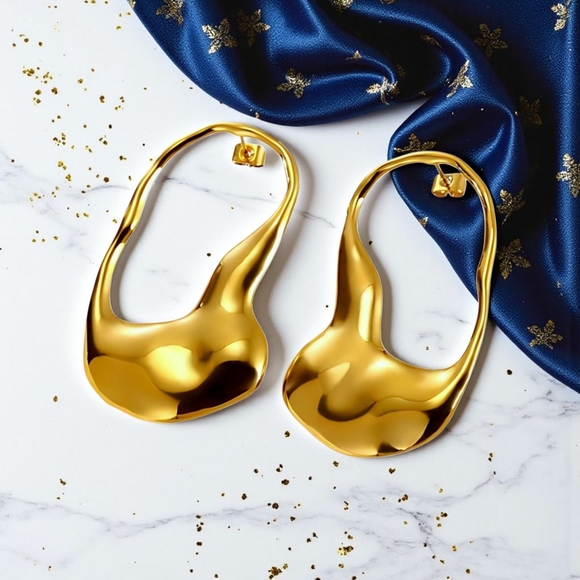 🆕️Exaggerated Modern 18K Gold Plated 304L Stainless Steel Statement Earrings - Picture 13 of 13
